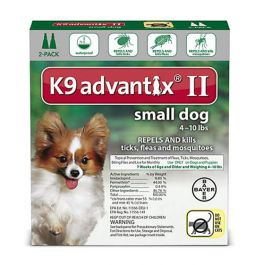 K9 ADVANTIX II Green for dogs up to 10 lbs 4 Pack
