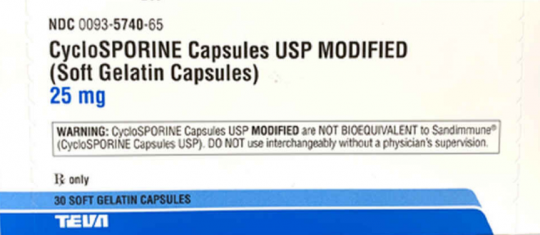 Cyclosporine Modified 25mg 30 Capsules